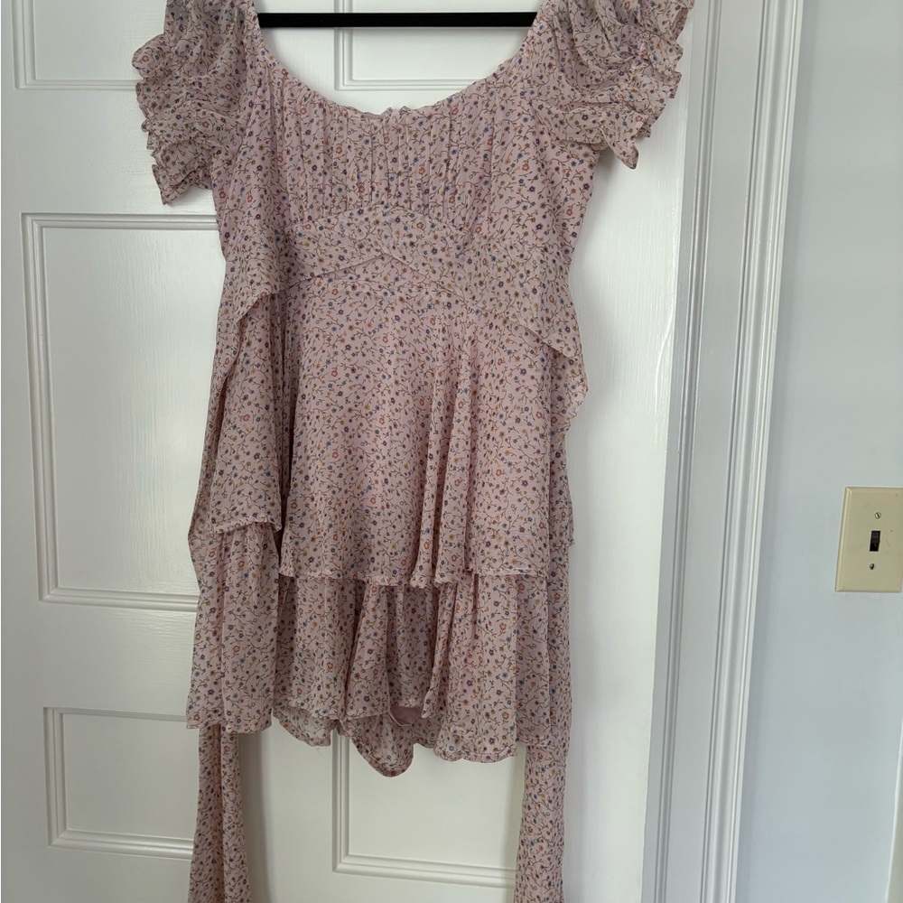 Blue Rain Pink Floral Mini Dress